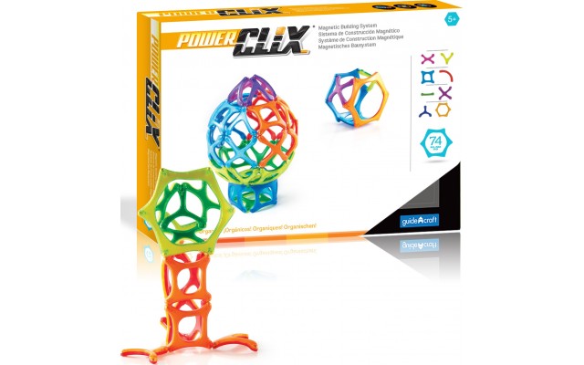 Магнитный конструктор Guidecraft PowerClix Organics, 74 детали (G9432)