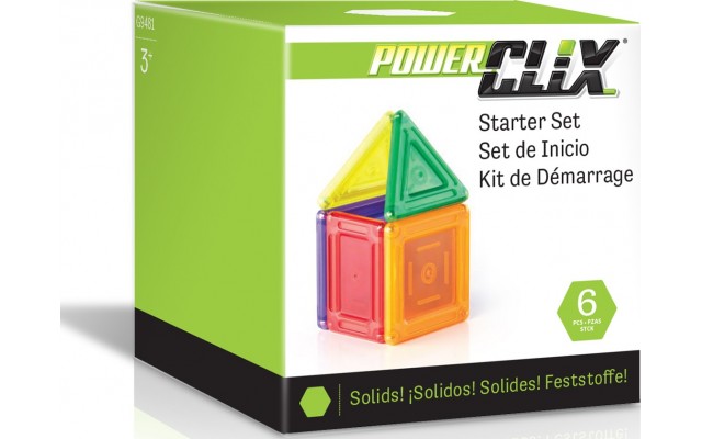 Магнитный конструктор Guidecraft PowerClix Solids Базовый набор, 6 деталей (G9481)