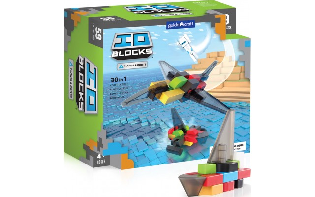Конструктор Guidecraft IO Blocks Літаки і кораблі з доповненою 3d реальністю, 59 деталей (G9608)