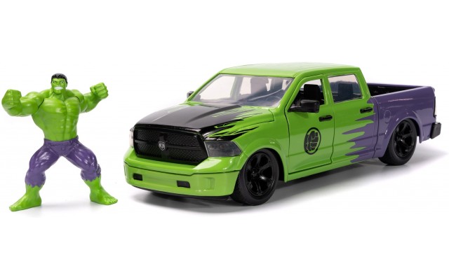 Коллекционная машинка Jada Марвел Мстители RAM 1500 (2014) с фигуркой Халка металлическая 1:24 (253225029)