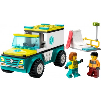 Конструктор LEGO City Карета швидкої допомоги й сноубордист 79 деталей (60403)