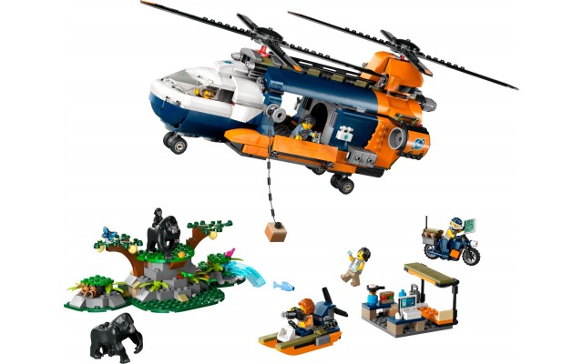 Конструктор LEGO City Exploration Вертолет в базовом лагере для исследования джунглей 881 деталь (60437)