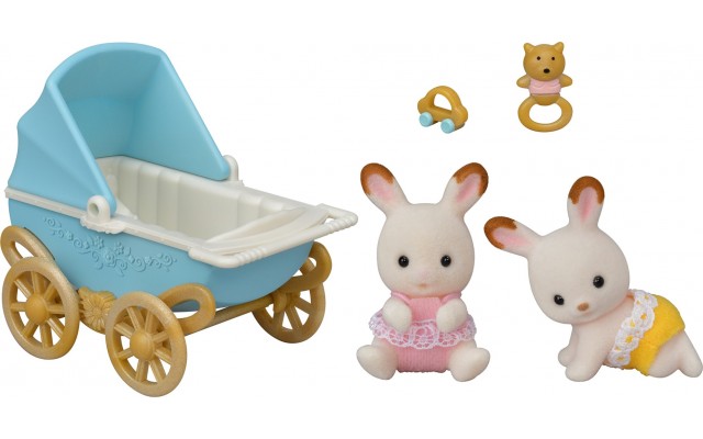 Набір фігурок Sylvanian Families Шоколадні Кролики-двійнята з візком (5432)
