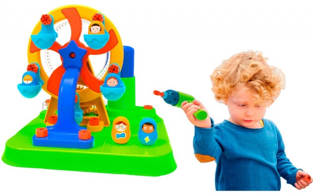 Детский набор для сборки Edu-Toys Колесо обозрения с инструментами 46 деталей (JS025)