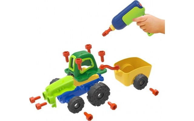 Дитячий набір для збирання Edu-Toys Трактор з інструментами 29 деталей (JS030)