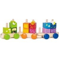 Деревянный поезд Hape Кубики 17 деталей для сборки (E0417)
