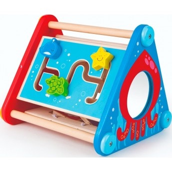 Бізібокс Hape 5 в 1 для малюків з лабіринтом та шестернями (E0434)