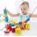 Деревянные кубики-шнуровка Hape Фигуры 32 детали (E1019) title=