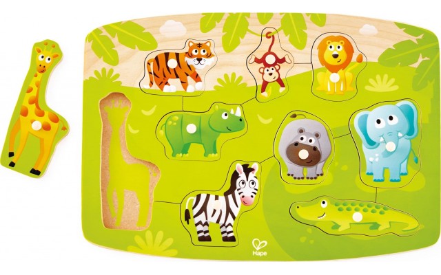 Рамка-вкладиш Hape Звірята з джунглів, 10 деталей (E1405)