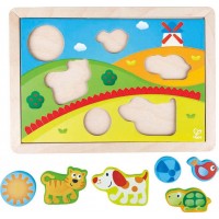Рамка-вкладыш Hape Долина 3 в 1 для развития форм (E1601)