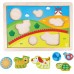 Рамка-вкладыш Hape Долина 3 в 1 для развития форм (E1601) title=