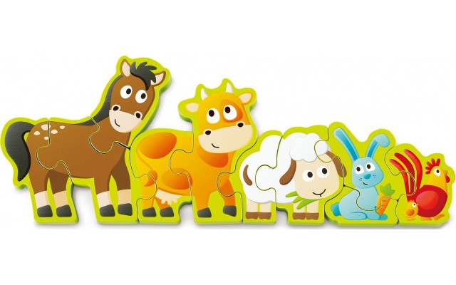 Деревянный пазл Hape Зверята на ферме 10 эл. (E1628)