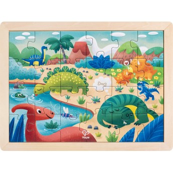 Пазл Hape Динозавры с раскраской, 24 детали (E1641)