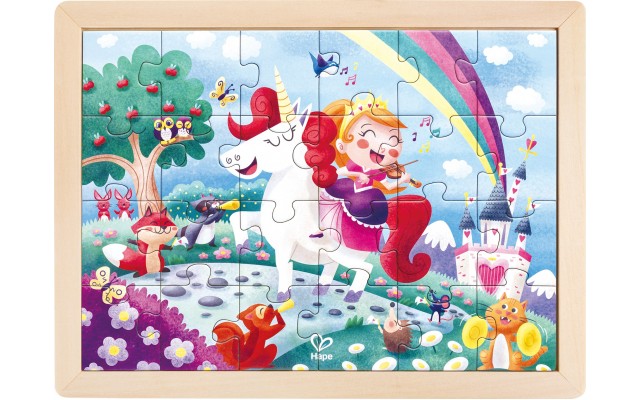 Пазл Hape Единороги с раскраской, 24 детали (E1642)