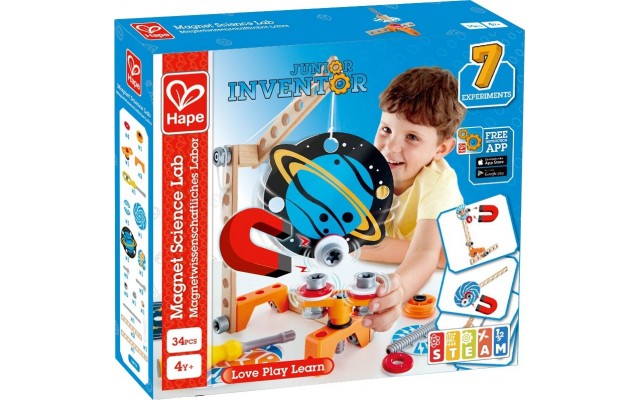 Конструктор Hape Junior Inventor Магнитная лаборатория 34 детали (E3033)