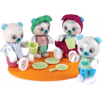 Игровой набор Hape Семья белых мишек из экологичных материалов (E3529)