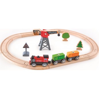 Игрушечная железная дорога Hape Доставка грузов 19 элементов (E3731)