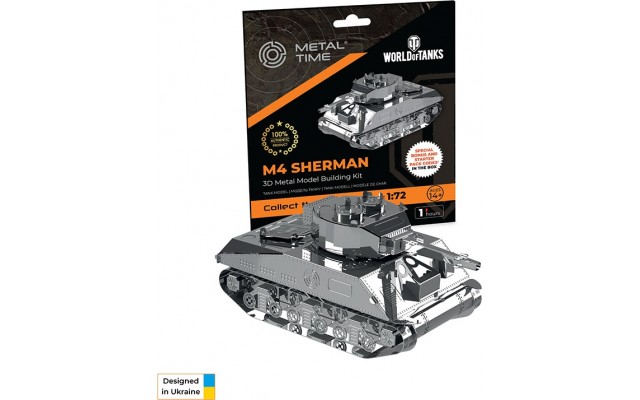 Модель 3D конструктор Metal Time World of Tanks танк M4 Sherman, 1:35 (MT070)