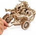 Деревянный 3D конструктор Ukrainian Gears Мотоцикл Scrambler с коляской, 22 см (70137) title=