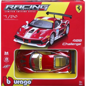 Авто-конструктор Bburago Ferrari 488 Challenge, 1:24, красный (18-26586)