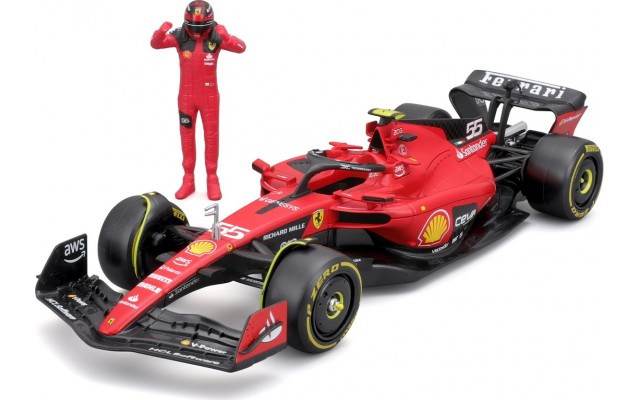 Автомодель Bburago Ferrari SF-23 с фигуркой, 1:24, красная (18-26809)
