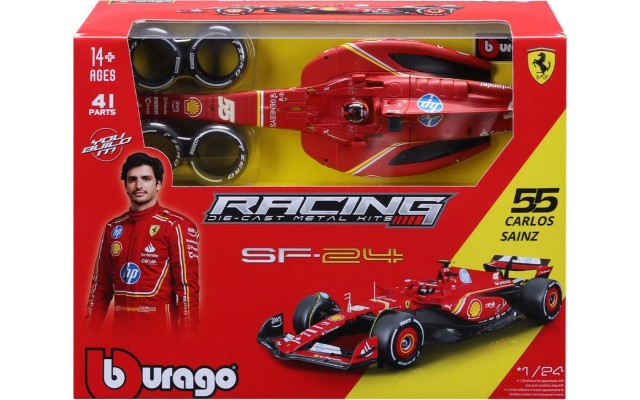 Конструктор Bburago Ferrari SF-24 1:24, красный, металлический корпус (18-26859)