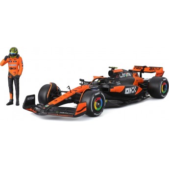 Автомодель Bburago McLaren MCL38 с фигуркой, 1:24, черный с оранжевым (18-28040)