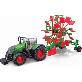 Игровая модель Bburago Трактор Fendt 1050 Vario с граблями 10 см (18-31665)