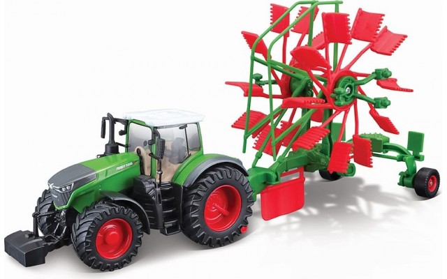 Ігрова модель Bburago Трактор Fendt 1050 Vario з граблями 10 см (18-31665)