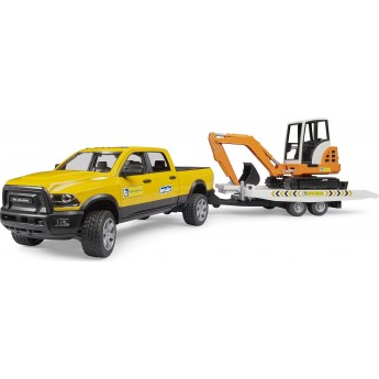 Игрушка Bruder пикап RAM Rental Service с мини-экскаватором (02546)
