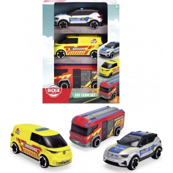 Игровой набор Dickie Toys Команда SOS Полиция, скорая и пожарная, 3 автомобиля (3712028)