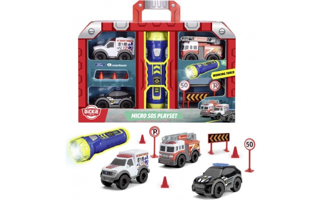 Игровой набор Dickie Toys SOS Быстрое реагирование Микро с фонарем и аксессуарами (3714024)
