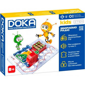 Конструктор электронный DOKA Собираем радио, 19 деталей, пособие (D70703)