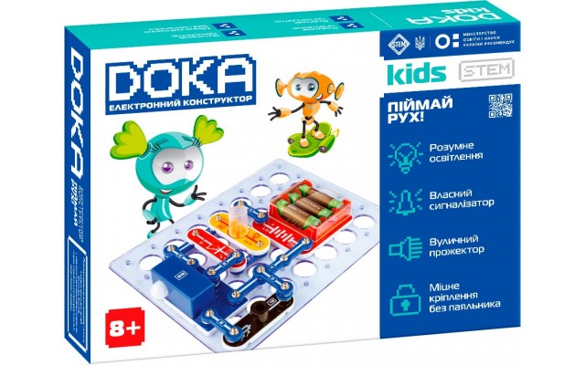 Конструктор электронный DOKA Поймай движение, 16 деталей, пособие (D70705)