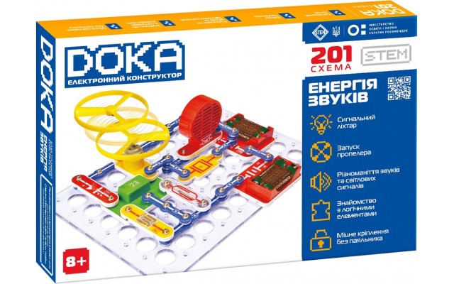 Конструктор электронный DOKA 201 схема, 201 схем, инструкция (D70706)