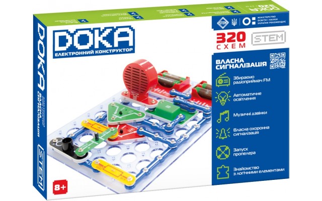 Конструктор електронний DOKA 320 схем, 136 ілюстрацій (D70707)