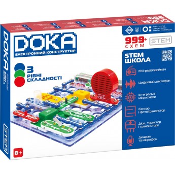 Конструктор електронний Doka Школа 999+ схем, 4 батарейки не входять (D70708)
