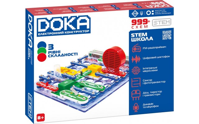 Конструктор электронный Doka Школа 999+ схем, 4 батарейки не входят (D70708)