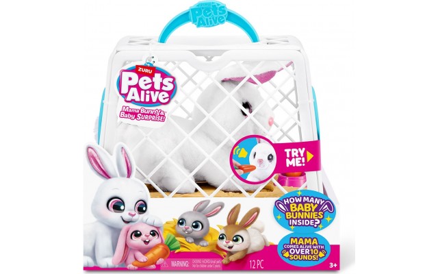 Интерактивный игровой набор Pets & Robo Alive Мама крольчиха с сюрпризом, звук, домик (9554)