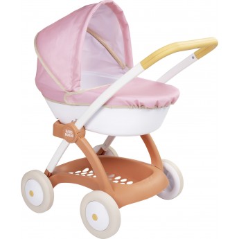 Коляска для кукол Smoby Baby Nurse Терракотовая пудра с корзиной и капюшоном (7600254124)