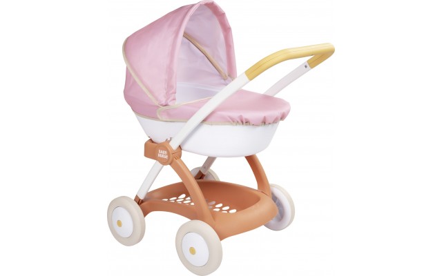 Візок для ляльок Smoby Baby Nurse Терракотовий пудровий з корзиною та капюшоном (7600254124)