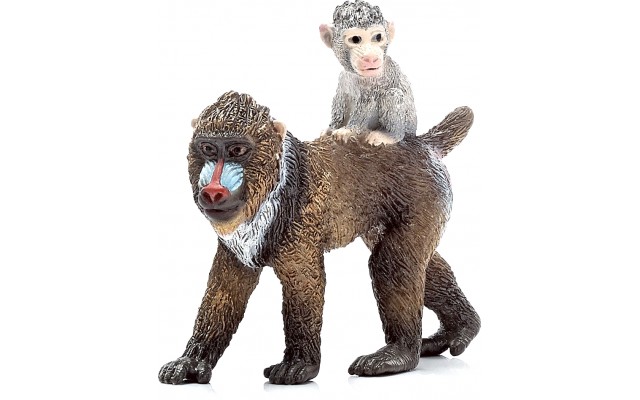 Фігурка Schleich самка Мандрила з дитинчам (14716)