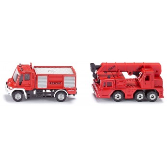 Игрушка Siku пожарная машина Unimog и автокран (1661)