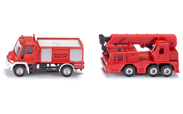 Игрушка Siku пожарная машина Unimog и автокран (1661)